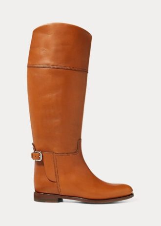 Botas de montaria Ralph Lauren Sallen em couro de bezerro marrom para mulheres