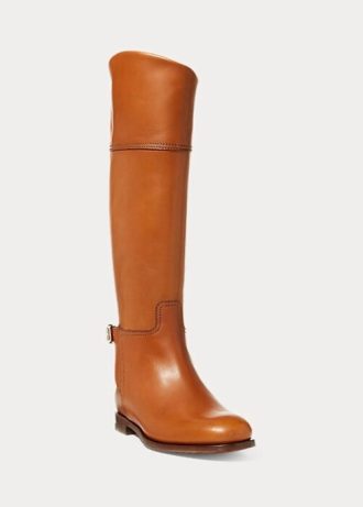 Botas de montaria Ralph Lauren Sallen em couro de bezerro marrom para mulheres