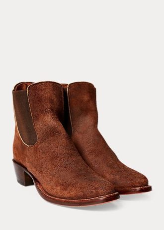 Botas Ralph Lauren Chelsea Plainview de camurça marrom femininas