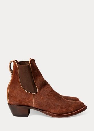 Botas Ralph Lauren Chelsea Plainview de camurça marrom femininas