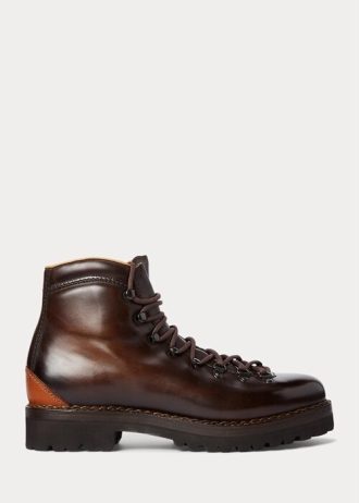 Botas Ralph Lauren Darrow de couro de bezerro marrom escuro para homens