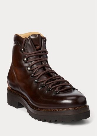 Botas Ralph Lauren Darrow de couro de bezerro marrom escuro para homens
