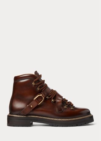 Botas Ralph Lauren Dimicia Welington Hand-Burnishedie Marrom Escuro Femininas
