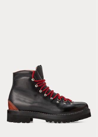 Botas Ralph Lauren Fidel de couro de bezerro polido masculinas pretas