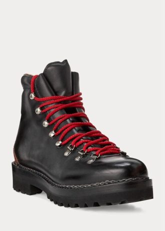 Botas Ralph Lauren Fidel de couro de bezerro polido masculinas pretas