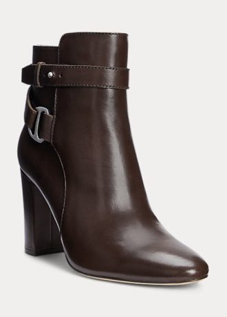 Botas Ralph Lauren Madelyn de couro polido chocolate femininas