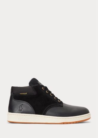 Botas Ralph Lauren Masculinas Pretas Impermeáveis  de Couro e Camurça