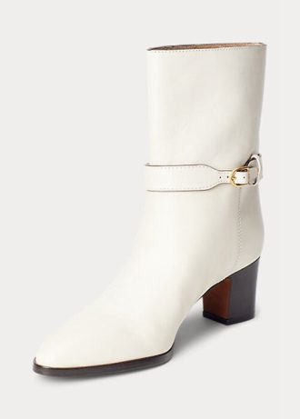 Botas Ralph Lauren Polo ID de couro de bezerro encerado creme para mulheres