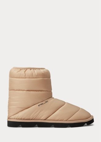Botas Ralph Lauren Quiltedie com logotipo marrom para mulheres