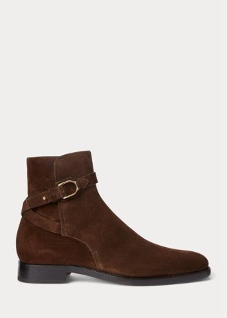 Botas Ralph Lauren Welington de camurça de bezerro marrom escuro para homens
