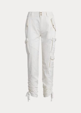 Calça cargo feminina branca Ralph Lauren Shantung