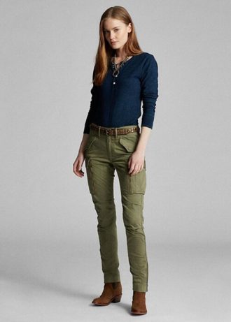 Calça cargo skinny elástica Ralph Lauren feminina verde oliva