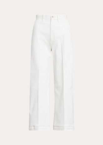 Calça chino Ralph Lauren feminina branca de perna larga