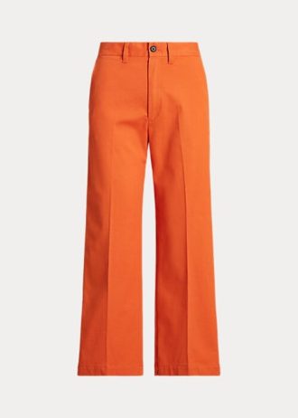 Calça chino Ralph Lauren feminina laranja com perna larga