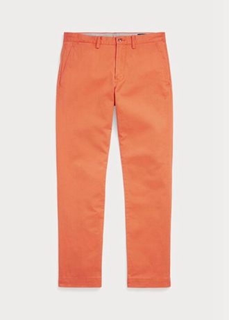 Calça Chino Slim Fit Masculina Ralph Lauren Stretch Laranja