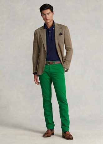 Calça Chino Slim Fit Masculina Ralph Lauren Stretch Verde