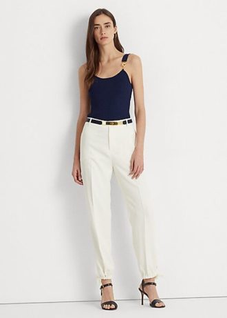 Calça Cônica Cady Stretch Ralph Lauren Feminina Creme