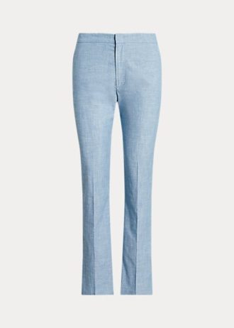 Calça curta Ralph Lauren Chambray Kick-Flare feminina azul