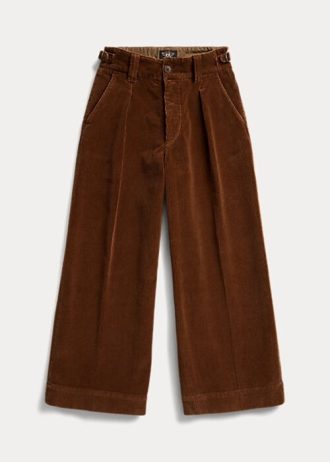 Calça curta Ralph Lauren de veludo cotelê marrom feminina