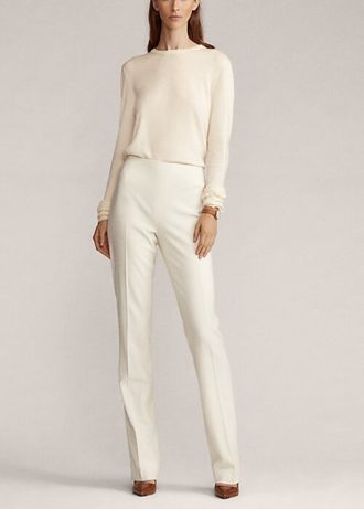 Calça de crepe de lã Ralph Lauren Alandra feminina creme