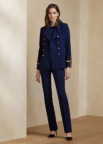 Calça de lã elástica Ralph Lauren Alandra azul-marinho feminina