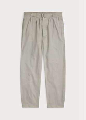 Calça de lona plissada Ralph Lauren masculina cinza