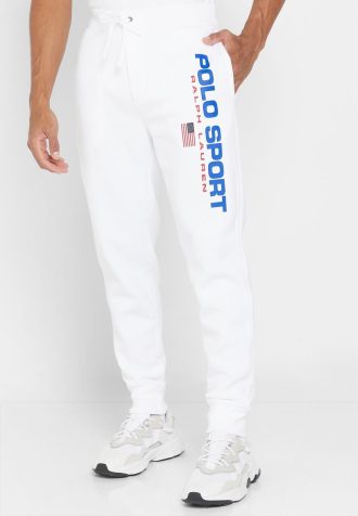 Calça de moletom branca masculina com logotipo Ralph Lauren
