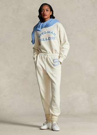 Calça de moletom de lã Ralph Lauren The Spelman Collection feminina creme