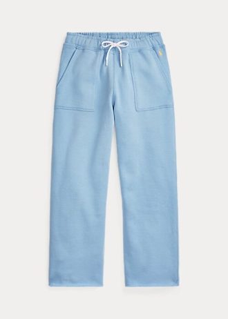 Calça de moletom Ralph Lauren azul feminina com bainha cortada e fleece
