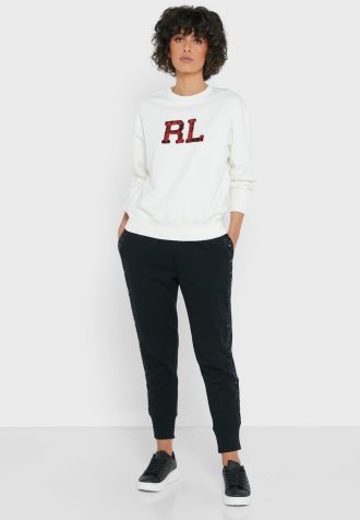 Calça de moletom Ralph Lauren de cintura alta preta feminina