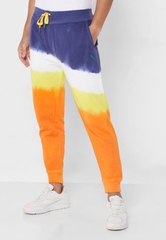 Calça de moletom Ralph Lauren Dip Dye masculina multicolorida com punho
