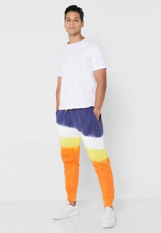Calça de moletom Ralph Lauren Dip Dye masculina multicolorida com punho