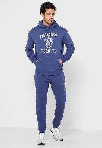 Calça de moletom Ralph Lauren Essential Downstring masculina azul marinho