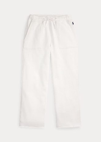 Calça de moletom Ralph Lauren feminina branca com bainha cortada e fleece
