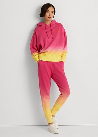 Calça de moletom Ralph Lauren French Terry tingida rosa/laranja/amarelo feminina