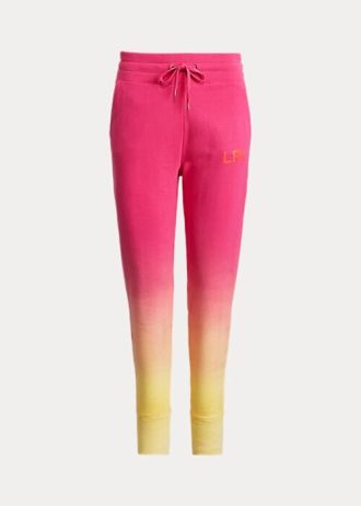 Calça de moletom Ralph Lauren French Terry tingida rosa/laranja/amarelo feminina