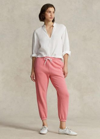 Calça esportiva feminina Ralph Lauren Fleece rosa