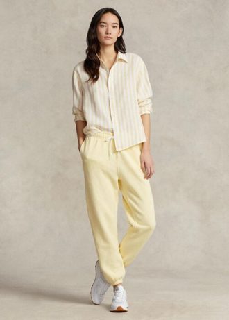 Calça esportiva Ralph Lauren Fleece amarela feminina