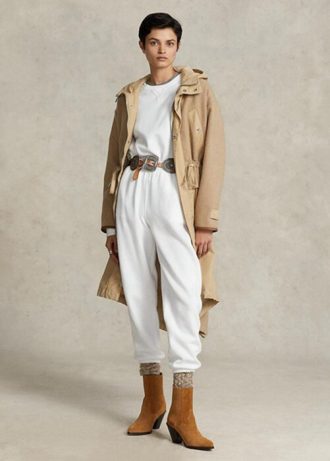 Calça esportiva Ralph Lauren Fleece feminina branca
