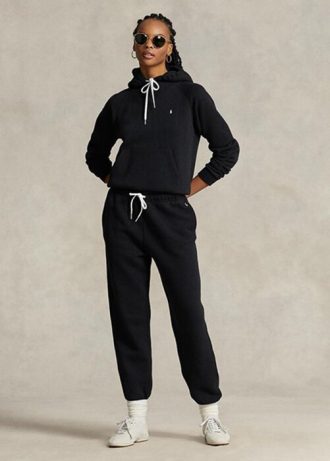 Calça esportiva Ralph Lauren Fleece feminina preta