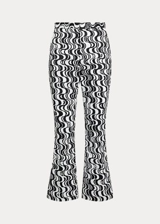 Calça flare de cetim com estampa gráfica Ralph Lauren feminina preta