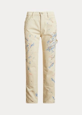 Calça jeans Carpenter Ralph Lauren Paint-Splatter Denim Feminina Creme
