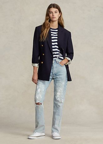 Calça jeans cropped Ralph Lauren The Straight Leg feminina da AZURE