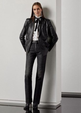 Calça jeans feminina preta Ralph Lauren Kaida Relaxedcut