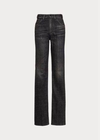 Calça jeans feminina preta Ralph Lauren Kaida Relaxedcut