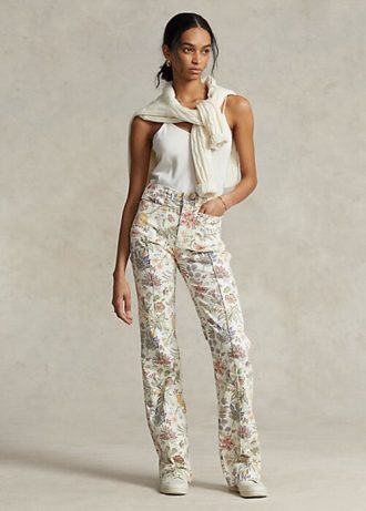 Calça jeans feminina Ralph Lauren com estampa floral Jenn Flare