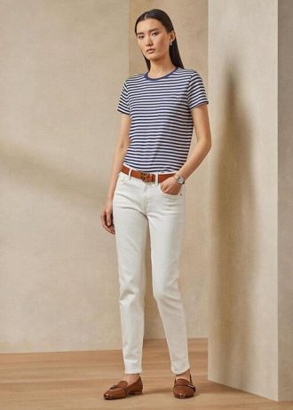 Calça jeans Ralph Lauren 400 Matchstick feminina branca