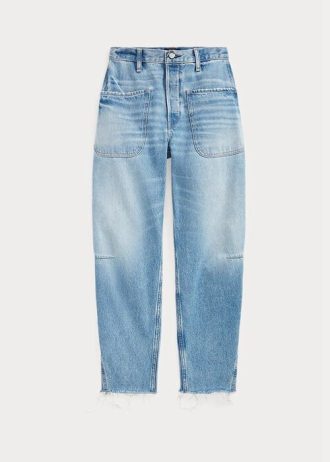 Calça jeans Ralph Lauren azul feminina, cintura alta, ajuste afunilado