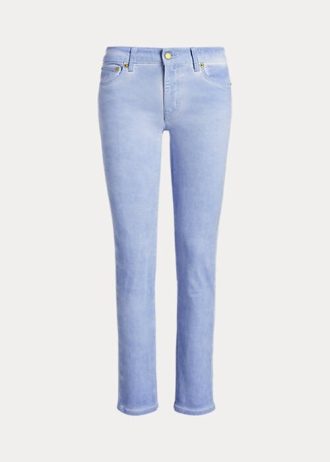 Calça jeans Ralph Lauren azul feminina, com revestimento, cintura média e tornozelo reto