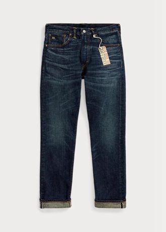 Calça jeans Ralph Lauren High Slim Bayview Selvedge masculina azul